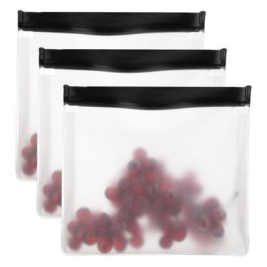 Imagem de PATIKIL Saco reutilizável para congelador de 25,4 x 5 x 18,5 cm, 3 peças de sacos de armazenamento de alimentos à prova de vazamento para geladeira, lanche, vegetais, frutas, gelo, para frescor de