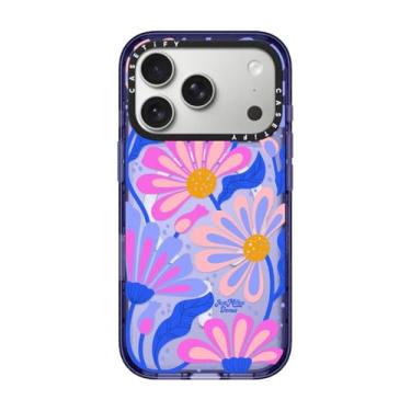 Imagem de CASETiFY Capa Impact para iPhone 17 Pro [fina/compatível com Magsafe/2,5 m. Proteção contra quedas de grau militar 4X] - Margarida mística - Azul macio