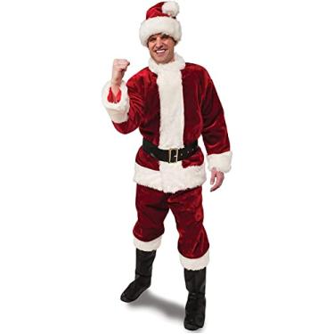 Imagem de Rubies Terno de Papai Noel de pelúcia Crimson Regency adulto com luvas, Vermelho/branco., GG