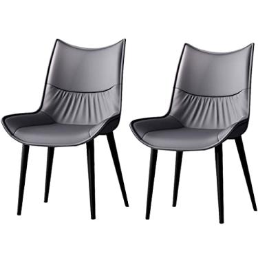 Imagem de Cadeiras de cozinha para sala de jantar, cadeiras de jantar modernas, conjunto de 2 cadeiras de cozinha com encosto de almofada de poliuretano, cadeiras laterais modernas de sala de estar de meados do