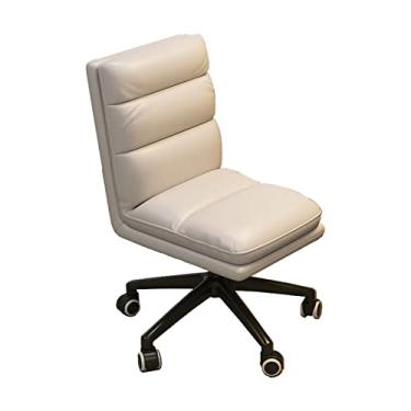 Imagem de Cadeira de escritório moderna sem braços – Cadeira de mesa ergonômica com altura ajustável, cadeira giratória para quarto/penteadeira