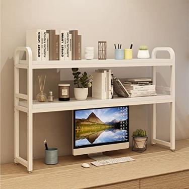 Imagem de Organizador de estante de mesa de 2 camadas - Estante de mesa para mesa de computador, organizador de mesa multifuncional, suporte de armazenamento de mesa de escritório, estantes para armazenar