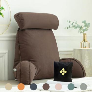 Imagem de Almofada de leitura para descanso de cama com apoio de braço | Almofada de suporte lombar com capa e bolsa laváveis | Almofada de sofá e cabeceira | Almofada de encosto para adultos para jogar 75 x 40