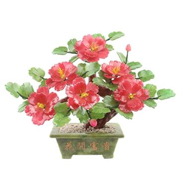 Imagem de Simulação de plantas em vaso, árvore de bonsai, plantas artificiais, jadeíte, varanda, bonsai, ornamentos, luoyang, flores de peônia, artesanato em vaso, mesa, escritório, decoração de plantas falsas