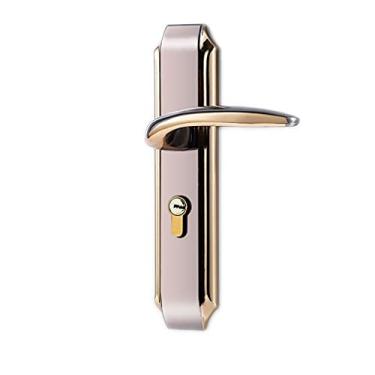 Imagem de Maçaneta de maçaneta de porta de madeira alavancas de porta com chave maçaneta silenciosa interna para cozinha, quarto, banheiro, escritório, fechadura com alça (cor: F ouro)