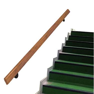 Imagem de Corrimão de escada. Trilho de escada de madeira maciça antiderrapante de 0,3 a 6 m, corrimãos de trilhos de idosos montados na parede, barra de suporte de corredor, kit completo (tamanho: 330 cm)