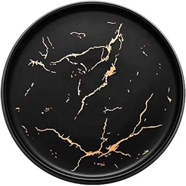 Imagem de Prato de jantar requintado de dupla finalidade, pratos de salada de cerâmica, prato de café da manhã para pratos normais, bife, sobremesa, macarrão - padrões dourados