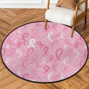 Imagem de Tapete redondo de 1,8 m com estampa rosa, tapete circular antiderrapante, lavável, tapete circular para quarto interno, berçário, sala de estar, cozinha, banheiro, entrada, decoração de casa