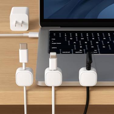 Imagem de Organizador de clipes de cabo magnético para mesa, forte gerenciamento de cabos, suporte de fio, organizador de cabos adesivos para escritório em casa, carro, eletrônicos (pacote com 6)