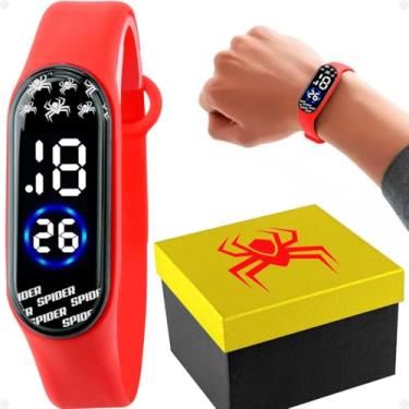 Imagem de Relógio Infantil Digital Bracelete Vermelho Orizom Kids – Tema Herói Teia, Pulseira Silicone Ajustável, À Prova d’Água