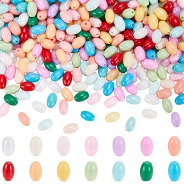 Imagem de SUNNYCLUE 1 caixa 600 peças contas ovais em forma de arroz contas de vidro 6 mm a granel pequeno colorido aleatório cozimento pintado longo cristal opaco espaços soltos para fabricação de joias colar