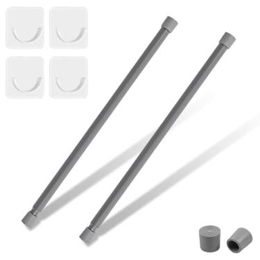 Imagem de SOALARMON Haste pequena de cortina de tensão de mola de 40 a 101 cm, varões de cortina sem perfuração para janelas, banheiro, armário, antiderrapante, antiferrugem, 1,6 cm de diâmetro, prata, 2 peças