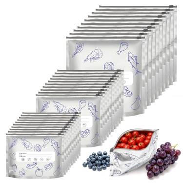 Imagem de Fxfenoxo Sacos de armazenamento reutilizáveis de alumínio para congelador com zíper selável para alimentos (30 peças, 3 tamanhos)