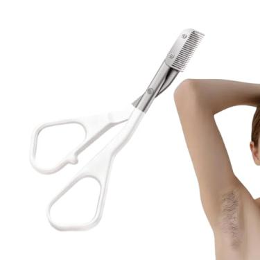 Imagem de Tesoura para Sobrancelhas com Pente Cortador - Lâmina De Precisão Manual Em Aço Inoxidável - Tesoura com Pente para Contorno - Para Cuidados Faciais Olhos Rosto Barba Mulheres Homens Viagem Casa De Ba