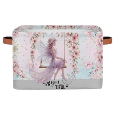 Imagem de Cestas de armazenamento pequenas, rosa, fofas com alças, caixas de armazenamento de brinquedos de tecido dobrável, organizador de armazenamento para berçário, sala de estar, quarto, prateleiras