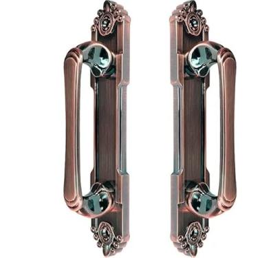 Imagem de Puxador Duplo Colonial Porta Correr Passagem Madeira Rústico Retro 220mm Atenas (Cobre Antigo)