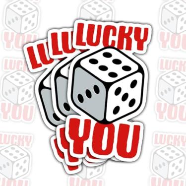 Imagem de 3 adesivos de jogo de tabuleiro de dados da sorte, decalques engraçados de vinil com citação de jogador para laptop, caderno, diário, garrafa de água, para-choque de carro, presente para adolescentes