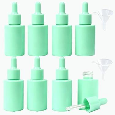 Imagem de 8 frascos conta-gotas de vidro fosco com 2 funis, frasco conta-gotas de óleo essencial à prova de vazamento de 30 ml, frasco dispensador de perfume para óleos essenciais, perfumes e outros líquidos