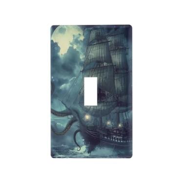 Imagem de Blueangle Capa para placa de parede para interruptor de luz - Tampa decorativa para interruptor de luz de navio pirata placa de parede, tamanho 1 - gangue 4,53 x 2,76 polegadas (135)