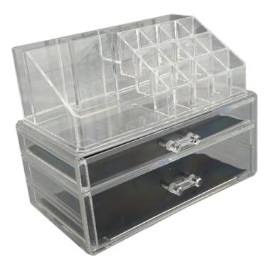 Imagem de MAVIS LAVEN Organizador de Toucador, Estojos de Acrílico Transparente Empilháveis Com 2 Gavetas e 1 Bandeja, para Pincéis de Maquiagem, Batom, Joias
