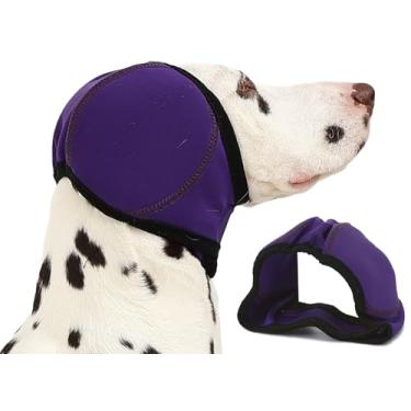Imagem de AOOLMOL Protetor de orelha de cachorro para hematoma, banho, secagem, natação e alívio da ansiedade por ruído - Proteção elástica à prova d'água com capuz calmante design para cuidados pessoais