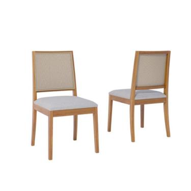 Imagem de Conjunto com 2 Cadeiras Buriti Linho Cinza e Madeira