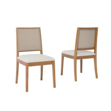 Imagem de Conjunto com 2 Cadeiras Buriti Linho Cru e Madeira