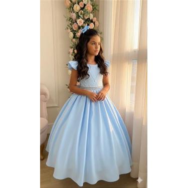 Imagem de Vestido Longo Ysa Kids Ariane Azul Bebê para Festas e Eventos, Spindle