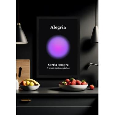 Imagem de Quadro Sorriso/Energia/Alegria com Vidro e Moldura Preta Tamanho:21cm 