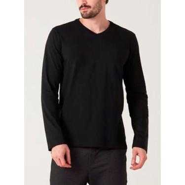 Imagem de Camiseta Manga Longa Malwee 1000006663 Masculina Gola V Algodão T. P/X