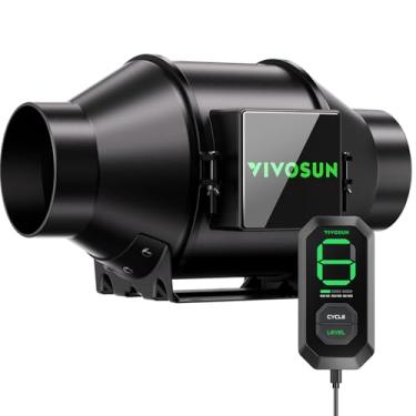 Imagem de VIVOSUN Ventilador de duto em linha AeroZesh G4 10 cm 195 CFM com controlador de velocidade E12, ventilador EC totalmente programável controlado por PWM para ventilação de barraca de cultivo