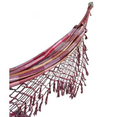 Imagem de REDE DE DESCANSO CASAL GRANDE, Confortável e Resistente, Ideal para Varanda, Quintal e Jardim(Listrada colorida)