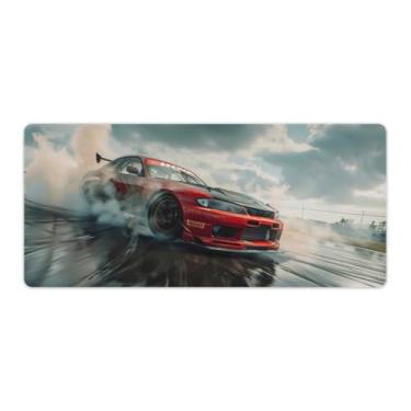 Imagem de HouLaiZhe Drift Car S15 JDM Smoke Large Gaming Mouse Pads Tapete de mesa Base de borracha antiderrapante Acessórios de computador Laptop Suprimentos Bloco de escrita para escritório casa 40 x 90 cm