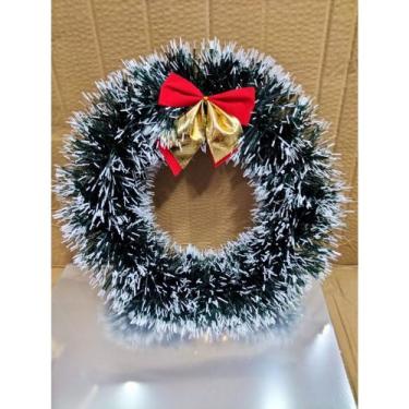 Imagem de Guirlanda De Natal Enfeite Com Laço Vermelho Para Porta 25 Nevada - se