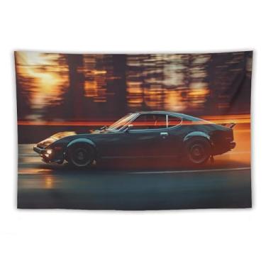 Imagem de HouLaiZhe Tapeçaria de carro retrô clássico carro esportes Jdm arte pendurar na parede quarto decoração de casa tapeçarias estética piquenique decoração de parede arte de parede para dormitório sala
