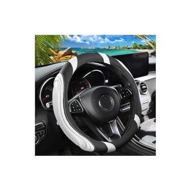 Imagem de Osilly Capa de volante de couro de carro de 38 cm, acessórios automotivos, elástico, respirável, antiderrapante, protetor de roda macio para homens e mulheres, adequado para SUVs, caminhões, veículos