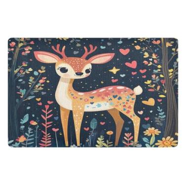 Imagem de STAYTOP Tapete de porta de alce de Natal para entrada externa 81 x 50 cm, tapete de boas-vindas ao ar livre/interno, tapetes de banho fofos, capacho frontal antiderrapante para entrada, pátio, áreas