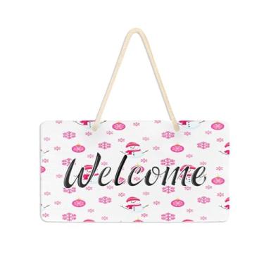 Imagem de Burbuja Placa de boas-vindas de boneco de neve para porta da frente, placa de boas-vindas de PVC para decoração de férias, 15 x 28 cm