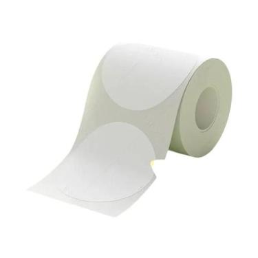 Imagem de Papel Adesivo Térmico Impermeável Para Impressão De Etiquetas Redondas