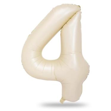 Imagem de Balão numérico de 101 cm para decoração de aniversário, balões grandes autoinfláveis com números de folha de creme de 0 a 9 para amigos, balões de hélio creme para mulheres e homens, artigos de festa