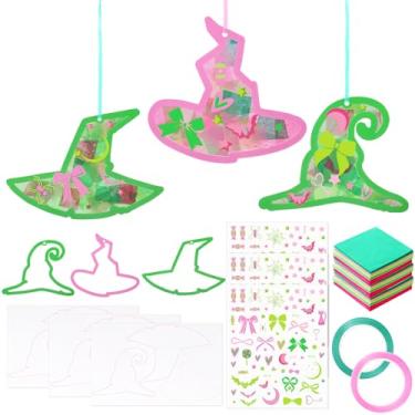 Imagem de Engrowtic 25 Sets Make Your Own Witch Hat Witch and Princess Party Favors Hat Frames with Tissue Paper and Ribbons and Stickers for Halloween Birthday Crafts DIY Art Activities