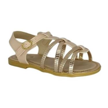 Imagem de Sandália Infantil Feminina Pimpolho Nude e Dourada-Feminino