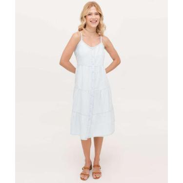 Imagem de Vestido Feminino Jeans Alças Finas Marisa-03028, M, Jeans azul