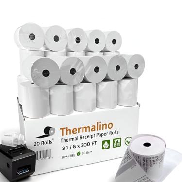 Imagem de (20 rolos) Rolos de papel térmico de 80 mm sem BPA para sistemas POS, trevo, terminal quadrado, Epson, Star TSP100lI, máquinas de cartão de débito/crédito, caixas registradoras