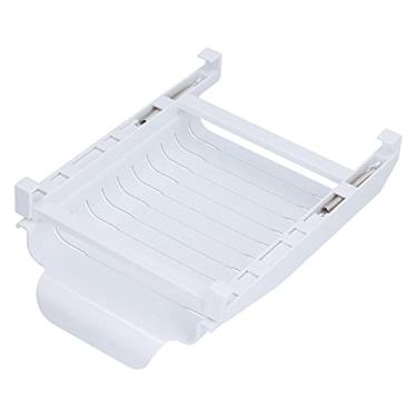 Imagem de Gaveta de geladeira de armazenamento de refrigerador Organizador pendurado Organizador de prateleira retrátil Space economiza para armários de cozinha ABS brancos 25.5x19.5x5cm 2