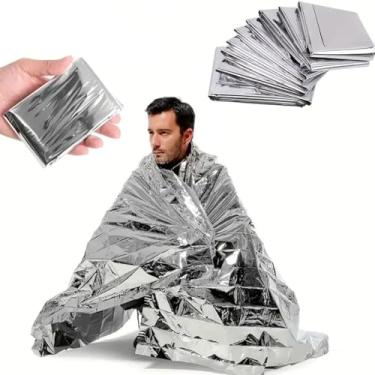 Imagem de Cobertores térmicos de prata Mylar de 3/6 peças - Equipamento compacto de sobrevivência de emergência à prova d'água, retém o calor corporal para acampamento, caminhada e kits de primeiros socorros