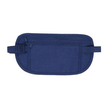 Imagem de Bolsa de cintura de viagem para passaporte dinheiro carteira de segurança oculta masculina feminina esportiva bolsa de corrida pochete para dinheiro, Azul, Elegante
