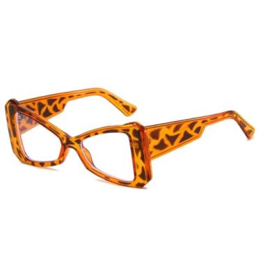 Imagem de Óculos de sol gatinho com proteção contra luz azul para mulheres, estilo foto de rua (estampa de leopardo)