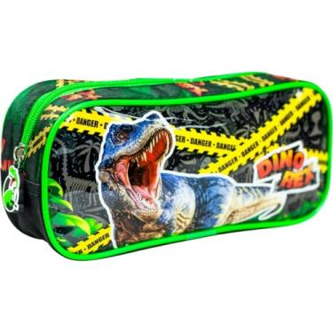 Imagem de Estojo Escolar KIT DinoRex – Retangular, Compartimento Unico e Zíper Reforçado - Ideal para Canetas, Lapis e Material Escolar.