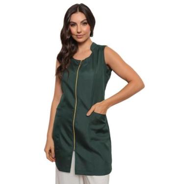Imagem de Jaleco Regata Feminino Oxford Zíper Verde Musgo Isabel - gardenia jale